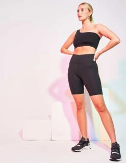 RIB High Waisted Bike Short - Black -Outlet Elevate Activewear Store 070722 Editorial 0208