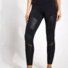 7/8 High Waisted Moto Legging - Black/Glossy