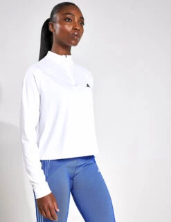 ADIDAS Train Essentials Minimal Branding 1/4-Zip Cover Up - White