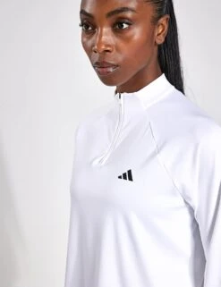 ADIDAS Train Essentials Minimal Branding 1/4-Zip Cover Up - White -Outlet Elevate Activewear Store Adidas TR ES 1 4ZIP WHITE IN9170 White 0016