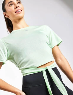 ADIDAS Yoga Studio Wrapped T-Shirt - Semi Green Spark/Grey Two 6 ADIDAS Yoga Studio Wrapped T-Shirt - Semi Green Spark/Grey Two -Outlet Elevate Activewear Store Adidas YGA ST WRAP T SEGRSP GRETWO IS2966 GREEN 0026