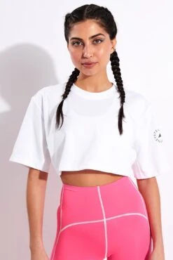 Future Playground Crop Top - White -Outlet Elevate Activewear Store Adidas x Stella McCartney aSMC CROP TEE GL7339 White 0004 755d57dd 5ef6 4aa2 8c59 816487270d82