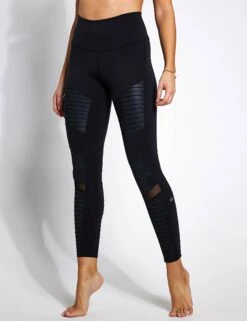 High Waisted Moto Legging Black/Glossy