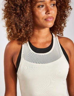 Born Kiava Mesh Tank - Stone -Outlet Elevate Activewear Store BORN Kiava Mesh Tank O22CS44 C S Stone 0030