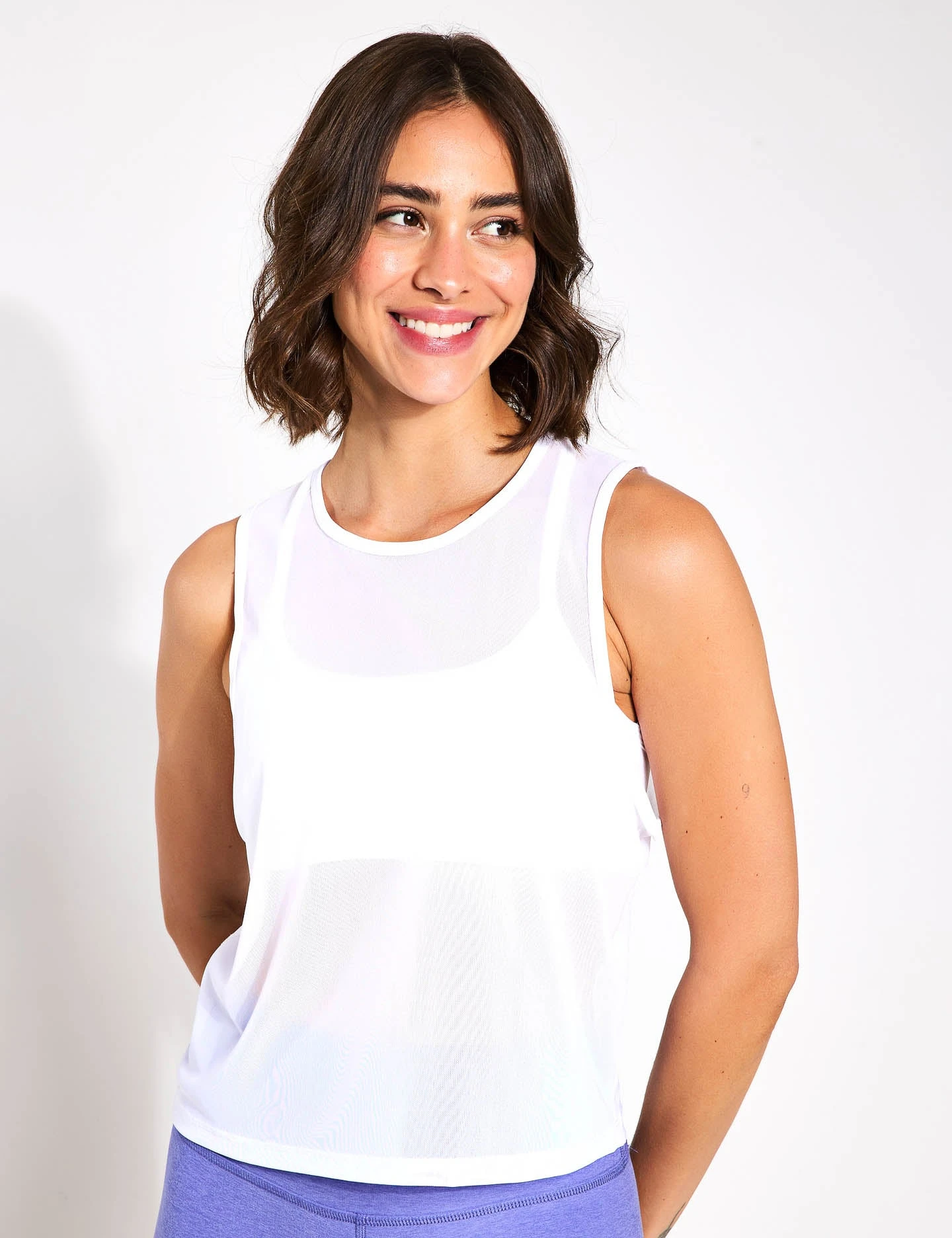 Beyond Yoga Show Off Mesh Tank - White 1 Beyond Yoga Show Off Mesh Tank - White