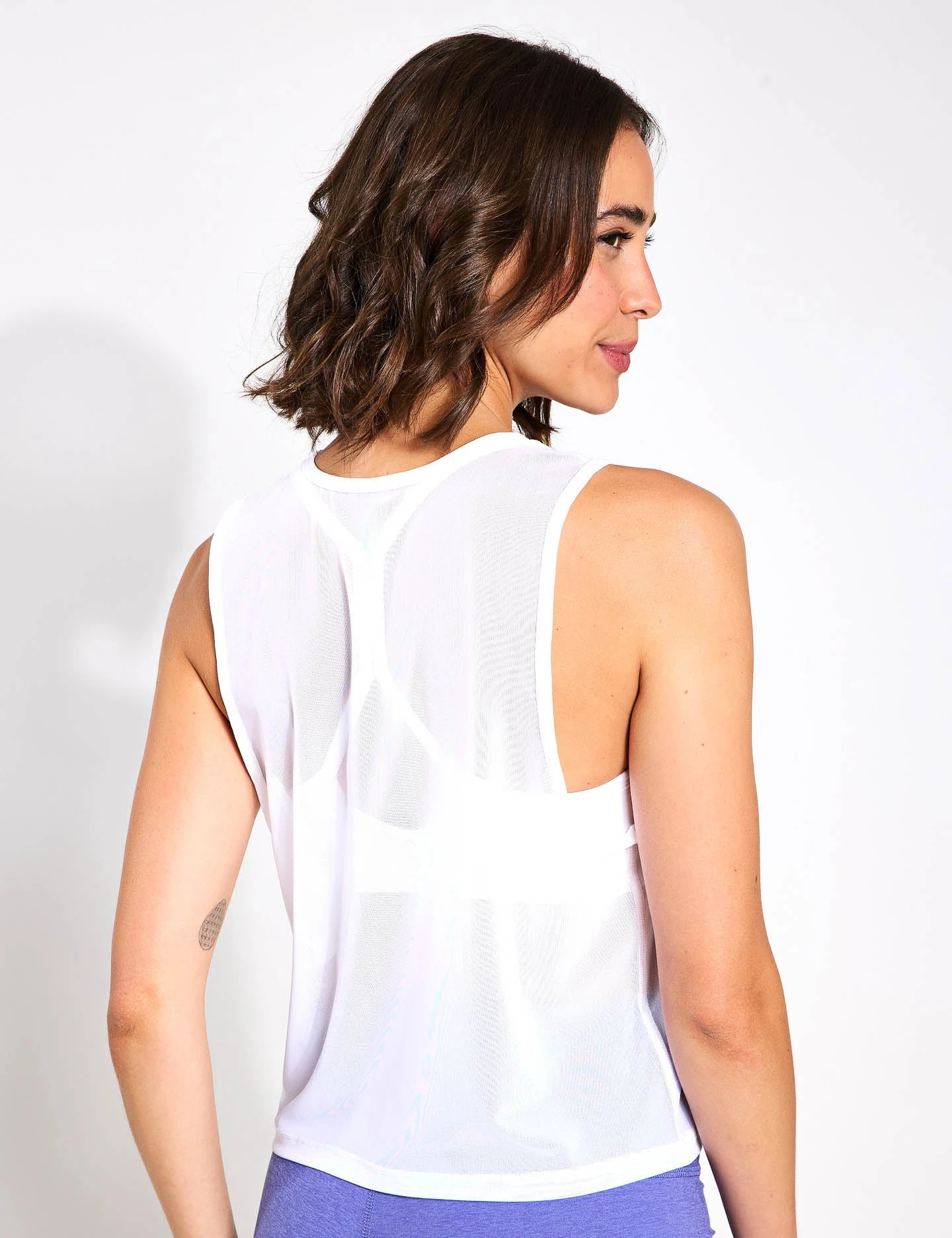 Beyond Yoga Show Off Mesh Tank - White 2 Beyond Yoga Show Off Mesh Tank - White - Image 2