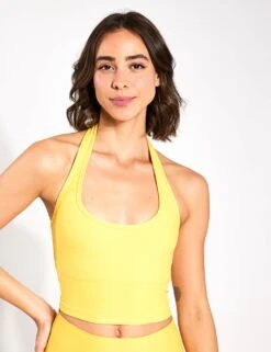 Beyond Yoga Spacedye Well Rounded Cropped Halter Tank - Sunflower Heather
