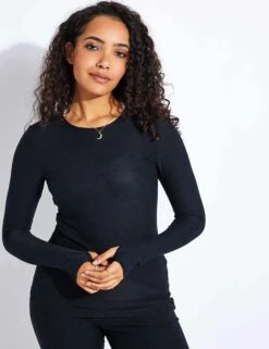 Beyond Yoga Featherweight Classic Crew Pullover - Darkest Night -Outlet Elevate Activewear Store Beyond Yoga CF Featherweight Classic Crew Pullover LWSD7575 Darkest Night 0008