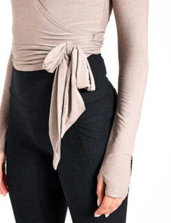 Beyond Yoga Featherweight Waist No Time Wrap Top - Birch Heather -Outlet Elevate Activewear Store Beyond Yoga Featherweight Waist No Time Wrap Top LWSD7908 BHS 0017
