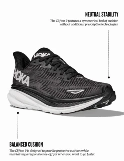 Hoka Clifton 9 - Black/White 7 Hoka Clifton 9 - Black/White -Outlet Elevate Activewear Store Clifton9Op2