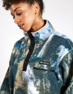 Columbia Helvetia Cropped Half Snap Fleece - Napa Green Chasing Falls Print/Black -Outlet Elevate Activewear Store Columbia Helvetia Cropped Half Snap 2014561388 Napa Green Chas 0004