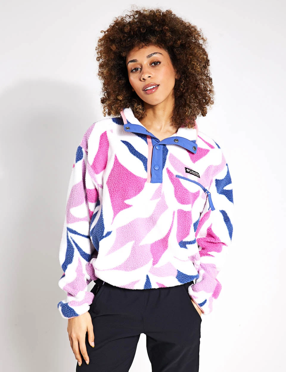 Columbia Helvetia Cropped Half Snap Fleece - Cosmos Floristic Print/Eve/Salmon Rose 1 Columbia Helvetia Cropped Half Snap Fleece - Cosmos Floristic Print/Eve/Salmon Rose