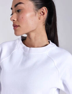 Cotton Rich Crew Neck Sweatshirt - White -Outlet Elevate Activewear Store GOODMOVE Pocket Sweat T51 3009R WHITE 0021