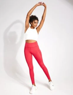 Compressive High Waisted Legging - Cherry -Outlet Elevate Activewear Store Girlfriend Collective COMPRESSIVE HIGH RISE LEGGING LONG 4007 SP Cherry sp 0012