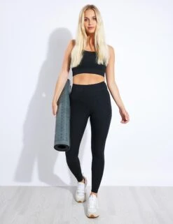 RIB High Waisted Legging - Black -Outlet Elevate Activewear Store Girlfriend Collective COMPRESSIVE RIB HIGH RISE LEGGING Long 4034 JB BLACK 0006