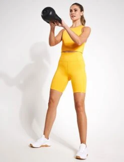 High Waisted Bike Short - Golden Glow -Outlet Elevate Activewear Store Girlfriend Collective Compressive high rise bike shorts 4011 GW Golden Glow 0002