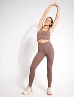 Compressive High Waisted Legging - Porcini -Outlet Elevate Activewear Store Girlfriend Collective Compressive high rise long 4007 CQ Hazelnut 0002