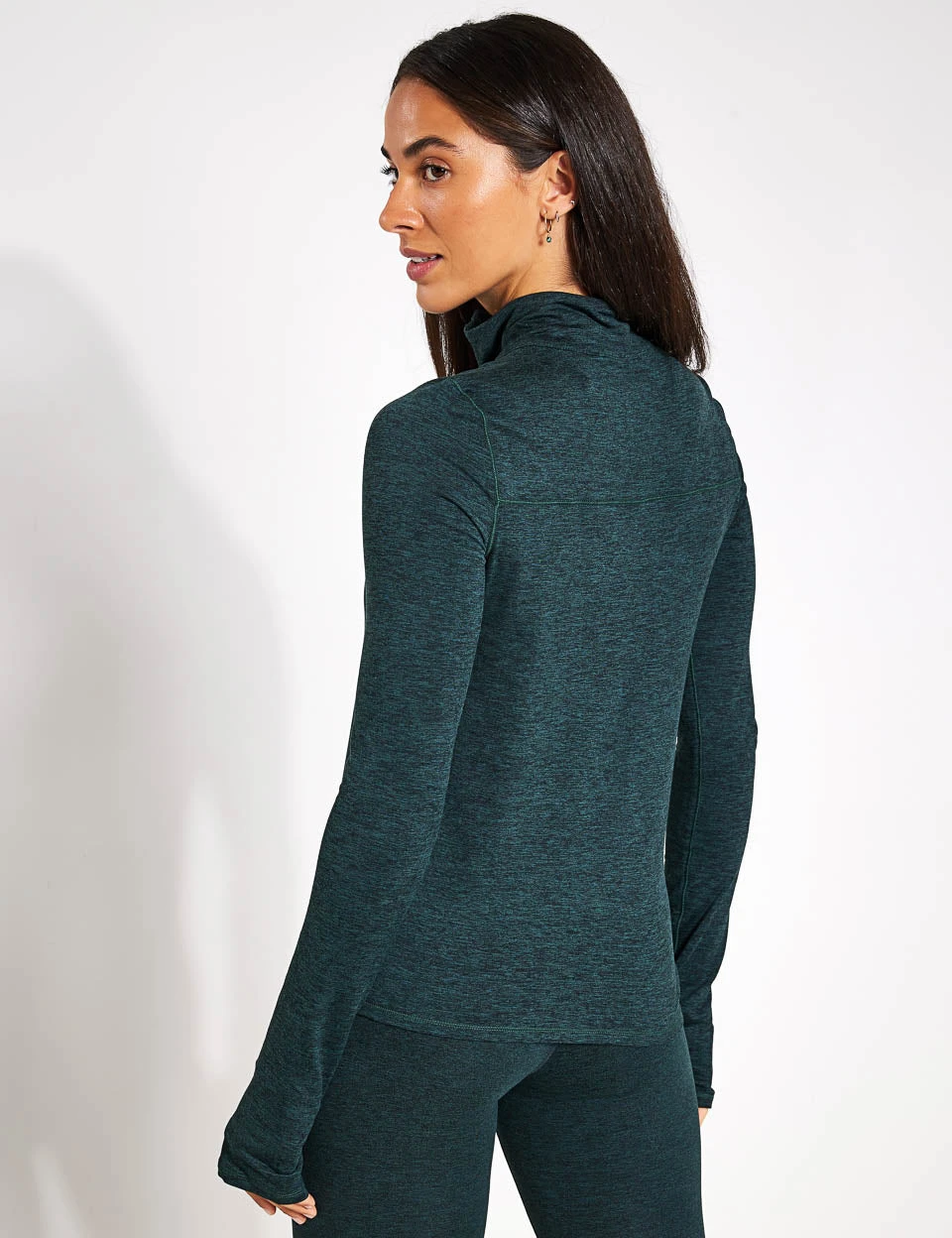ReSet Mock Neck Half Zip - Moss Heather 2 ReSet Mock Neck Half Zip - Moss Heather - Image 2