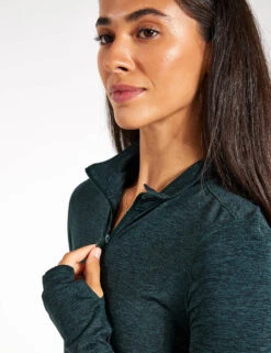ReSet Mock Neck Half Zip - Moss Heather 6 ReSet Mock Neck Half Zip - Moss Heather -Outlet Elevate Activewear Store Girlfriend Collective RESET LONG SLEEVE MOCK NECK HALF ZIP 3054 HGG MOSS HEATHER 0008