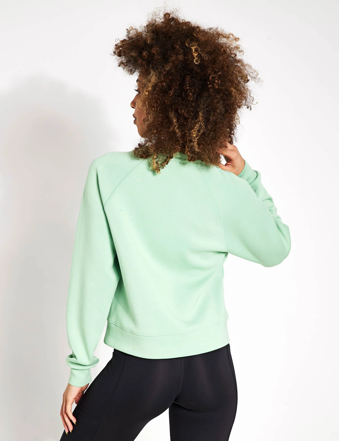 Scoop Neck Relaxed Crop Yoga Sweatshirt - Pale Leaf 3 Scoop Neck Relaxed Crop Yoga Sweatshirt - Pale Leaf - Image 3