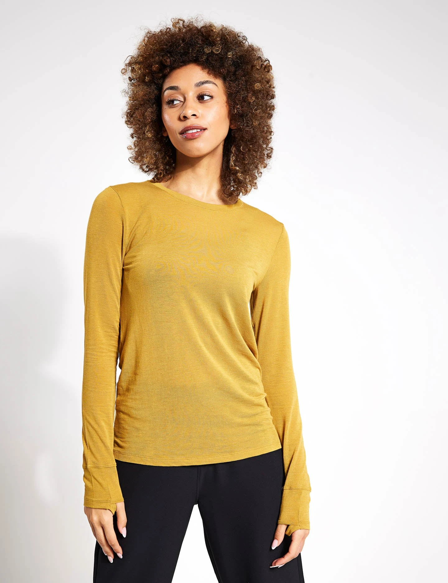 Merinotec Crew Neck Walking Top - Dark Ochre 1 Merinotec Crew Neck Walking Top - Dark Ochre