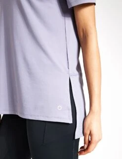 Scoop Neck Mesh Back T-Shirt - Lavender Grey -Outlet Elevate Activewear Store Goodmove MESH PANEL TEE 5177 LAV 0028