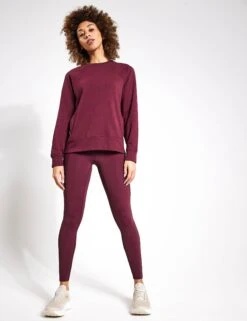 Cotton Rich Crew Neck Sweatshirt - Burgundy -Outlet Elevate Activewear Store Goodmove SUPERSOFT POCKETSWEAT 5858 BU BURGUNDY 0002