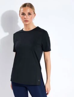 Scoop Neck Mesh Back T-shirt - Black -Outlet Elevate Activewear Store Goodmove Scoop Neck Mesh Back T Shirt T515177 Black 0011