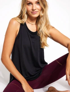 Yoga Pleat Vest - Black -Outlet Elevate Activewear Store Goodmove Yoga Pleat Vest T51 5162 BLACK 0036