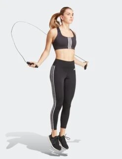 ADIDAS Train Essentials 3-Stripes High Waisted 7/8 Leggings - Black 10 ADIDAS Train Essentials 3-Stripes High Waisted 7/8 Leggings - Black -Outlet Elevate Activewear Store HT5438 5 APPAREL OnModel WalkingView grey