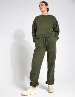 Becca Cropped Sweater - Olivine -Outlet Elevate Activewear Store Lilybod Becca Cropped Fleece Crew LT66 OLV Olivine 0011