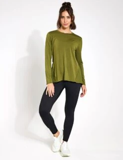 Kendall Long Sleeve Top - Army Green -Outlet Elevate Activewear Store Lilybod Kendall Longsleeve LT88 AG Army Green 0016