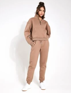 Millie Slim Fleece Track Pant - Taupe -Outlet Elevate Activewear Store Lilybod Millie Slim Fleece Trackpant LL88 TP Taupe 0001
