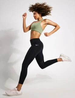 Nike Swoosh Sports Bra - Oil Green/White -Outlet Elevate Activewear Store NIKE W NK DF SWSH 1PP BRA BV3636 386 OIL GREEN WHITE 0002