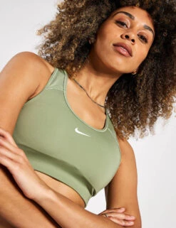Nike Swoosh Sports Bra - Oil Green/White -Outlet Elevate Activewear Store NIKE W NK DF SWSH 1PP BRA BV3636 386 OIL GREEN WHITE 0004