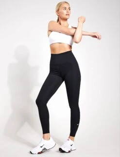 Nike One High-Rise Leggings - Black/White -Outlet Elevate Activewear Store NIKE one leggings dm7278 010 black white 0011