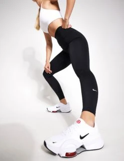 Nike One High-Rise Leggings - Black/White -Outlet Elevate Activewear Store NIKE one leggings dm7278 010 black white 0017