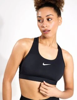 Nike Swoosh Medium Support Bra - Black/White
