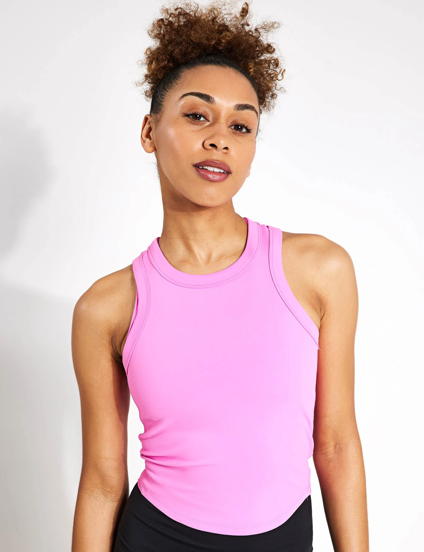 Nike One Fitted Dri-FIT Cropped Tank Top - Playful Pink/Black 1 Nike One Fitted Dri-FIT Cropped Tank Top - Playful Pink/Black