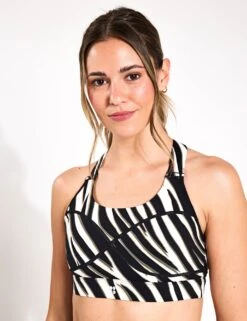 Sweaty Betty Power Medium Support Sports Bra - Black Waved Zebra Print