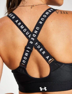 Under Armour Infinity High Zip Bra - Black/White -Outlet Elevate Activewear Store Under Armour UA Infinity High Bra Zip 1373860 001 Black Black White 0029