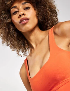 Varley Let's Move Rib Ryan Bra - Orange Rust -Outlet Elevate Activewear Store VARLEY LET S MOVE RIB RYAN BRA VAR01353 Orange Rust 0036
