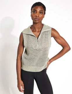 Varley Bains Half Zip Tank - Seagrass