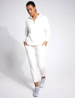 Varley Hawley Half Zip Sweat - Ivory Marl -Outlet Elevate Activewear Store Varley HAWLEY HALF ZIP SWEAT VAR01461 Ivory Marl 00171