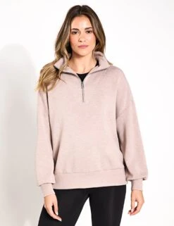 Varley Hawley Half Zip Sweat - Taupe Marl