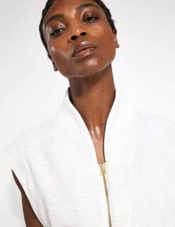 Varley Loretta Half-Zip Sleeveless Sweat - Ivory Marl -Outlet Elevate Activewear Store Varley Loretta half zip VAR01892 IVO Ivory Marl 0031