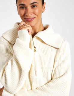 Varley Mentone Half-Zip Knit Pullover - Egret 6 Varley Mentone Half-Zip Knit Pullover - Egret -Outlet Elevate Activewear Store Varley Mentone Knit VAR00615 Egret 0026