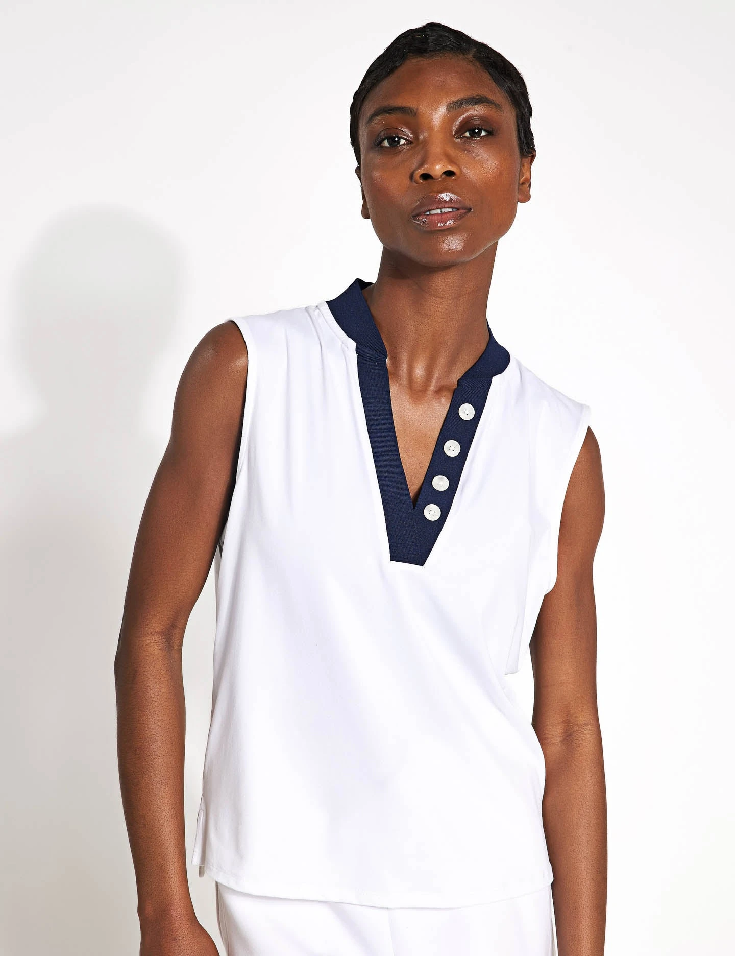 Varley Shelby Performance Tank - White/Blue Nights 1 Varley Shelby Performance Tank - White/Blue Nights