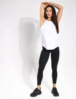 Varley Dacey Longline Tank - White -Outlet Elevate Activewear Store Varley dacey longline tank VAR01778 WHI 0011