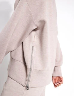Varley Priya Longline Sweat - Taupe Marl -Outlet Elevate Activewear Store Varley priya longline sweat VAR01708 TAUPE taupe marl 0031
